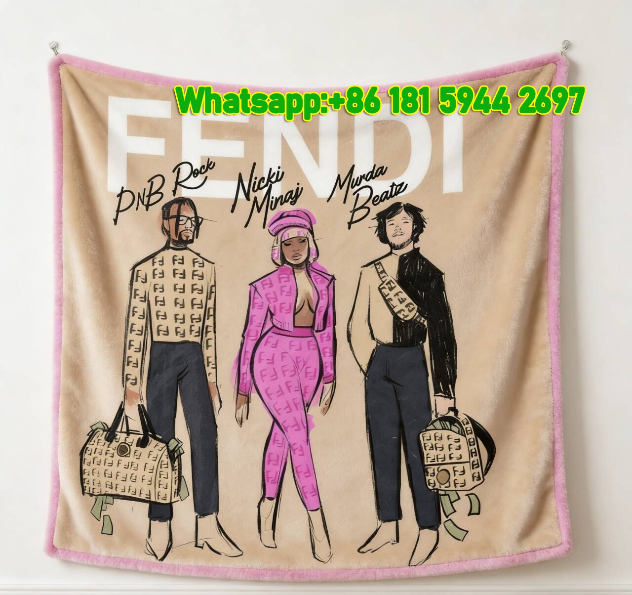 Fendi FF Monogram Print Flannel Throw Blanket IMG_9642